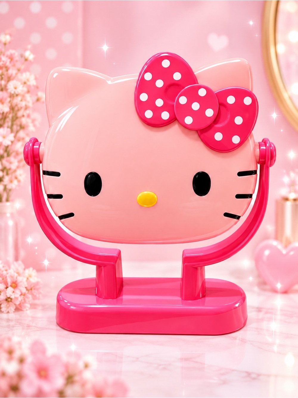 Hello Kitty Pink Bow Vanity Tabletop Mirror Kawaii Decor NWT